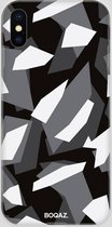 BOQAZ. iPhone X hoesje - camouflage camo zwart wit grijs