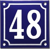 Emaille huisnummer blauw/wit nr. 48