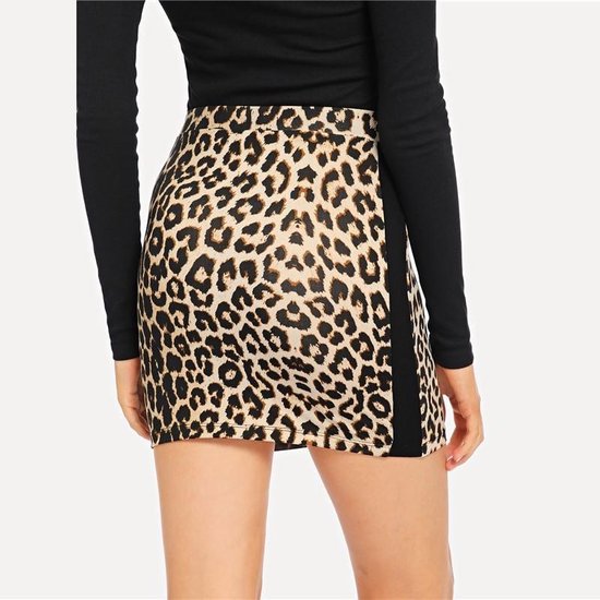 Fashionidea – mooie mini rok met panter print, zachte stretch stof maat one  size XS-M | bol