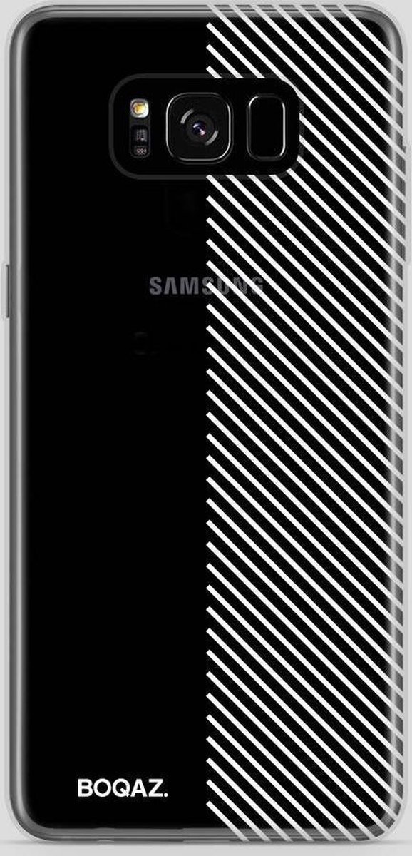 BOQAZ. Samsung Galaxy S8 Plus hoesje - schuine strepen wit