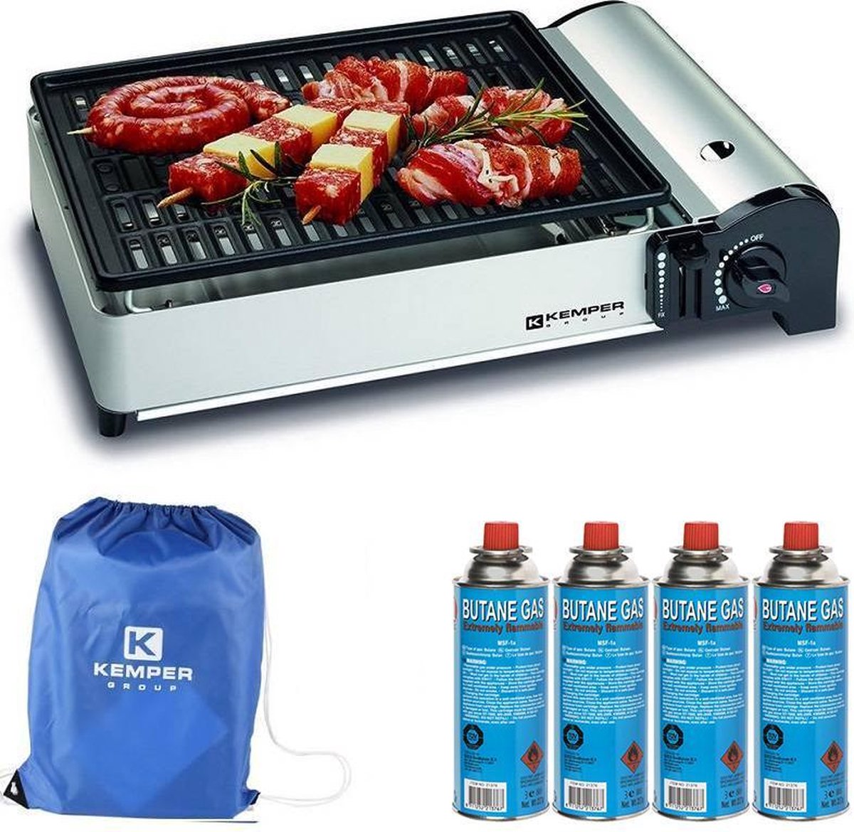 Kemper portable smart gas barbecue | Tafelbarbecue | Campingkooktoestel | 4 gasflessen