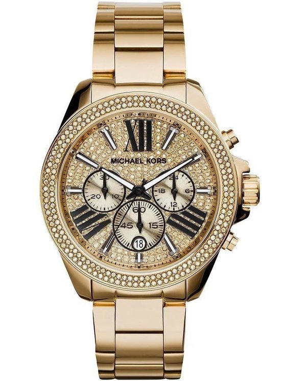 Michael Korse MK4595 horloge dames staal bicolor met witte wijzerlplaat  voorzien van MK preeg en gouden accenten  Blinckers Jewels  Watches