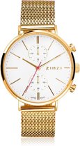 ZINZI Traveller horloge goudkleurig dual time - ZIW707M - 39mm + gratis Zinzi armbandje