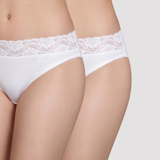 Dim Coton Féminine - Lot de 2 Slip Femme - Blanc / Blanc - Taille 46/48