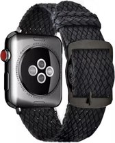 Geweven Nylon Horlogeband - Zwartkleurige Details - Geschikt voor Apple Watch Series - 42/44mm