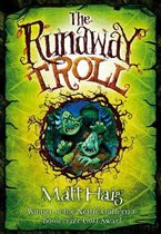 Boekcover van 'The Runaway Troll' met twee groene trollen op een groene achtergrond.