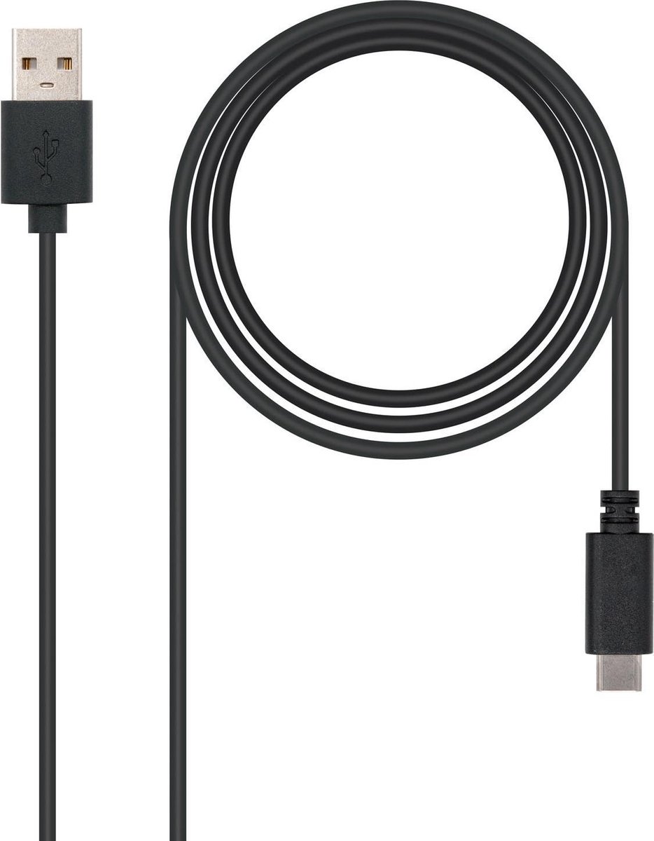 USB A to USB C Cable NANOCABLE 10.01.210 Black