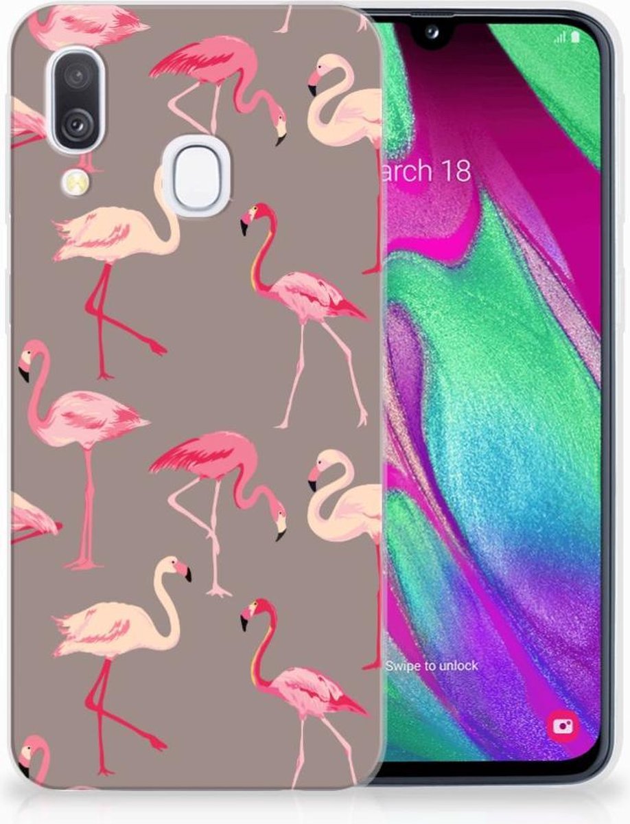 Samsung Galaxy A40 TPU Hoesje Flamingo