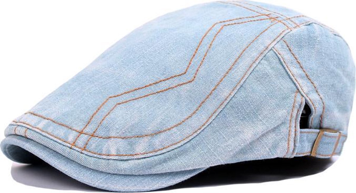 Flatcap Denim - Licht blauw - Platte pet - Verstelbaar
