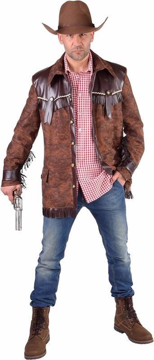 Afbeelding van product Merkloos / Sans marque  Bruine cowboy jas voor heren 60-62 (xl) - western / country outfit  - maat XL