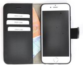 iPhone 6 hoesje - Bookcase - Portemonnee Hoes Echt leer Handmade Wallet case Effen Zwart