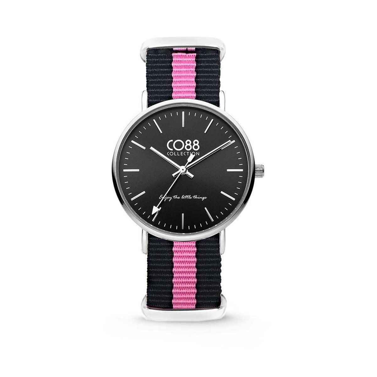 CO88 Collection - 8CW-10034 - Horloge - nato nylon - zwart-roze - 36 mm