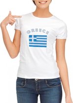Wit dames t-shirt met vlag van Griekenland M