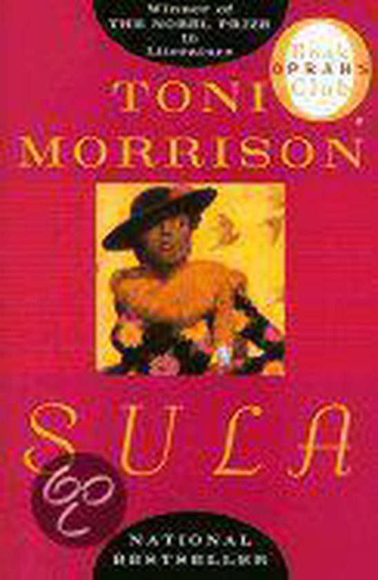 Boekomslag Sula van Toni Morrison, met een afbeelding van een vrouw met hoed.