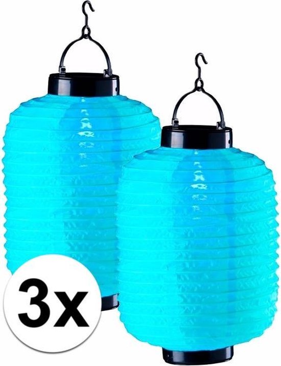 3x lanternes solaires bleues - 20 x 35 cm - lanterne à énergie solaire