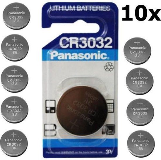 10 Stuks (10 Blister a 1st) Panasonic Lithium CR3032 500mAh 3V knoopcel  batterij | bol.com