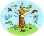 NeXtime Giraffe Joy - Klok - Rond - Glas - Ø30 cm - Blauw