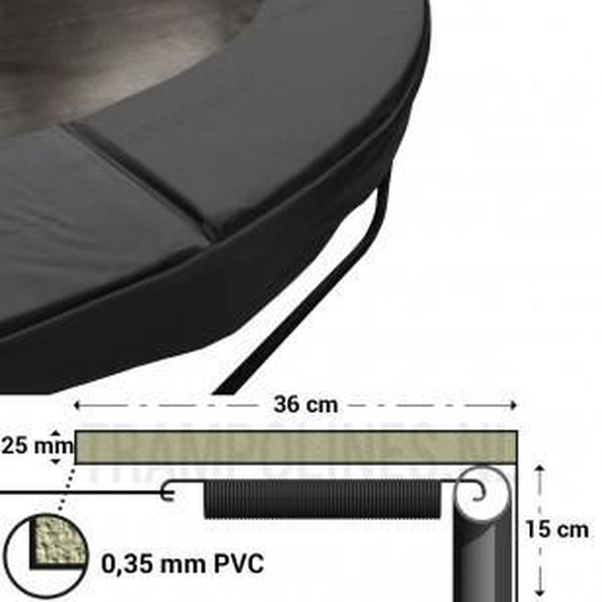Magic Jump Trampoline Beschermrand 270 cm Zwart - Ronde trampoline rand - Extra breed randkussen