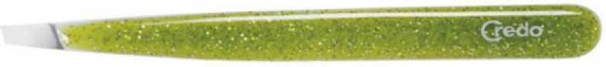 Credo Glitterpincet – RVS – Schuin – Groen – 9,5 cm.