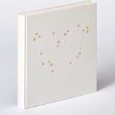 Walther Sentimental - Huwelijksalbum - 28 x 30,5 cm - 50 pagina's - Witte Linnenstructuur, hartvormige blinddruk met gouden accenten