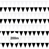 Zwart/Witte vlaggetjes / slingers pakket 200 meter