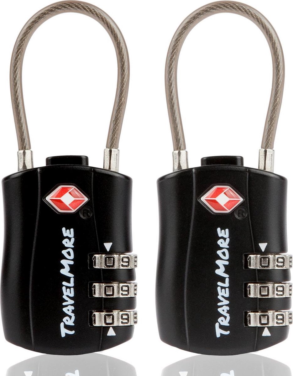 TSA Kofferslot - Reisslot - Cijferslot - Bagageslot - Hangslot - Zwart - 2 stuks
