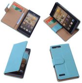 PU Leder Hoesje Huawei Ascend G6 Book/Wallet Case/Cover Turquoise