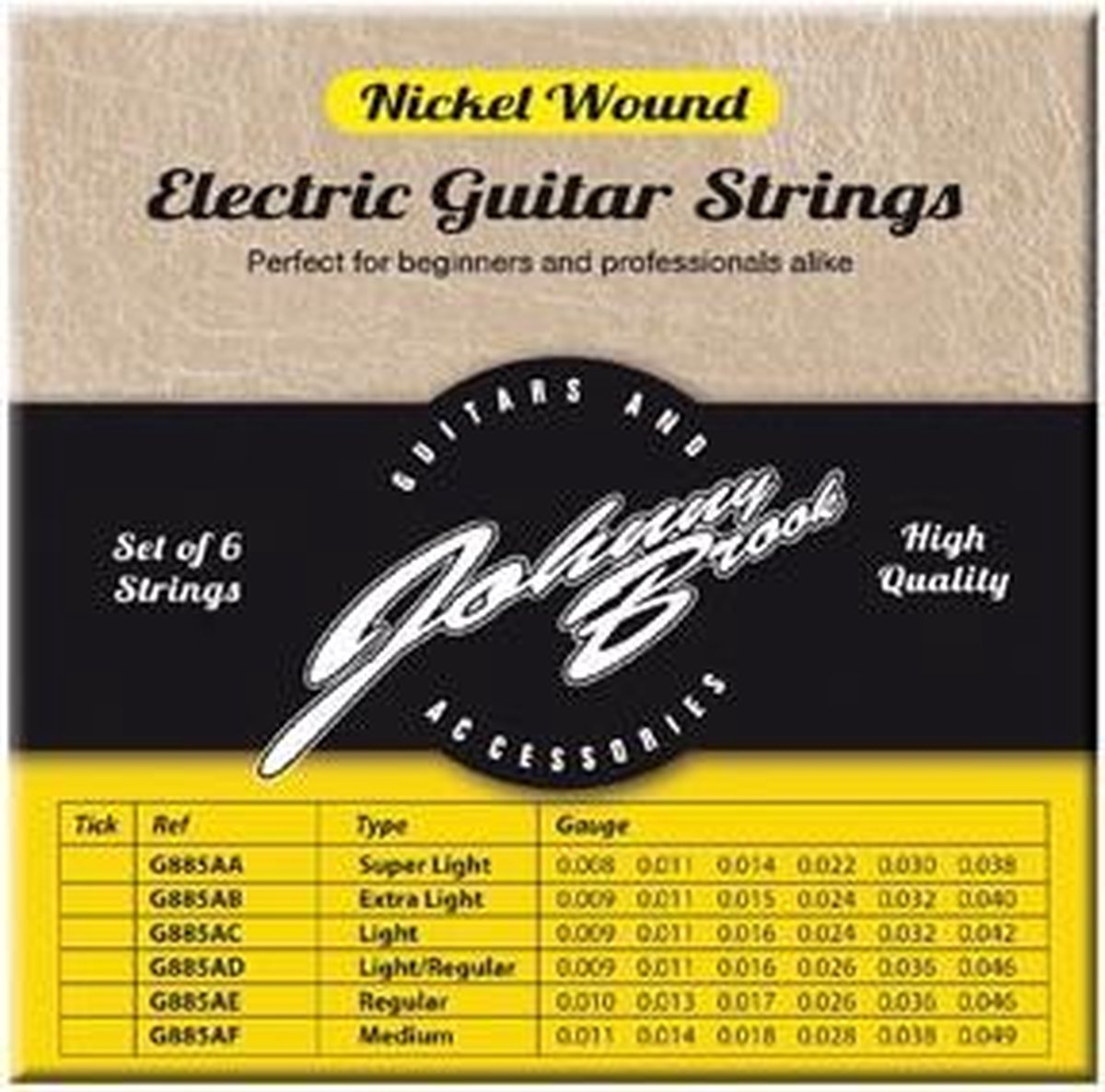 Set van 6 Nickel Wound Elektrische Gitaar Snaren - Gauge Regular