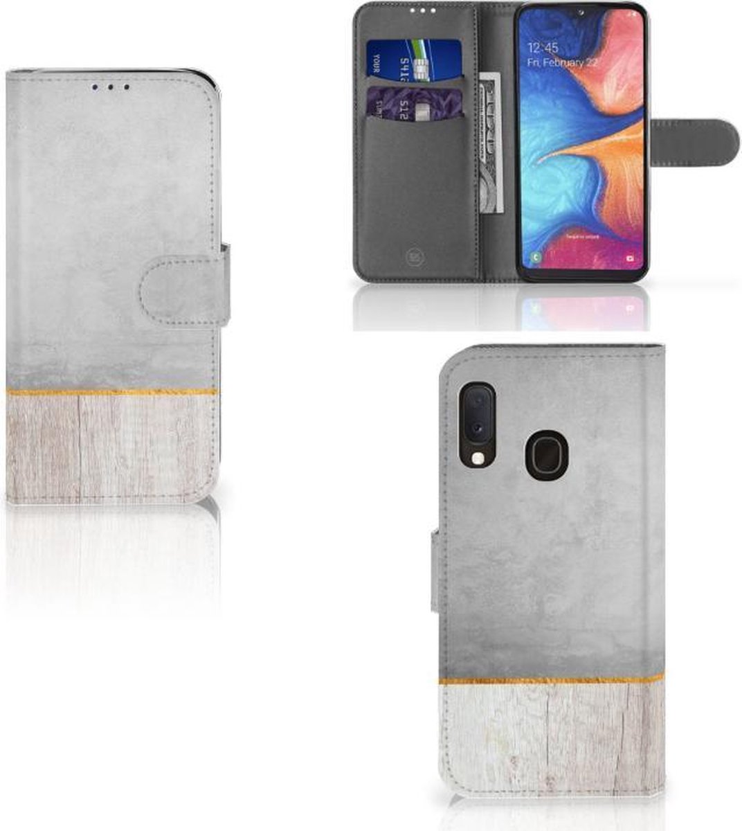Samsung Galaxy A20e Book Style Case Wood Concrete