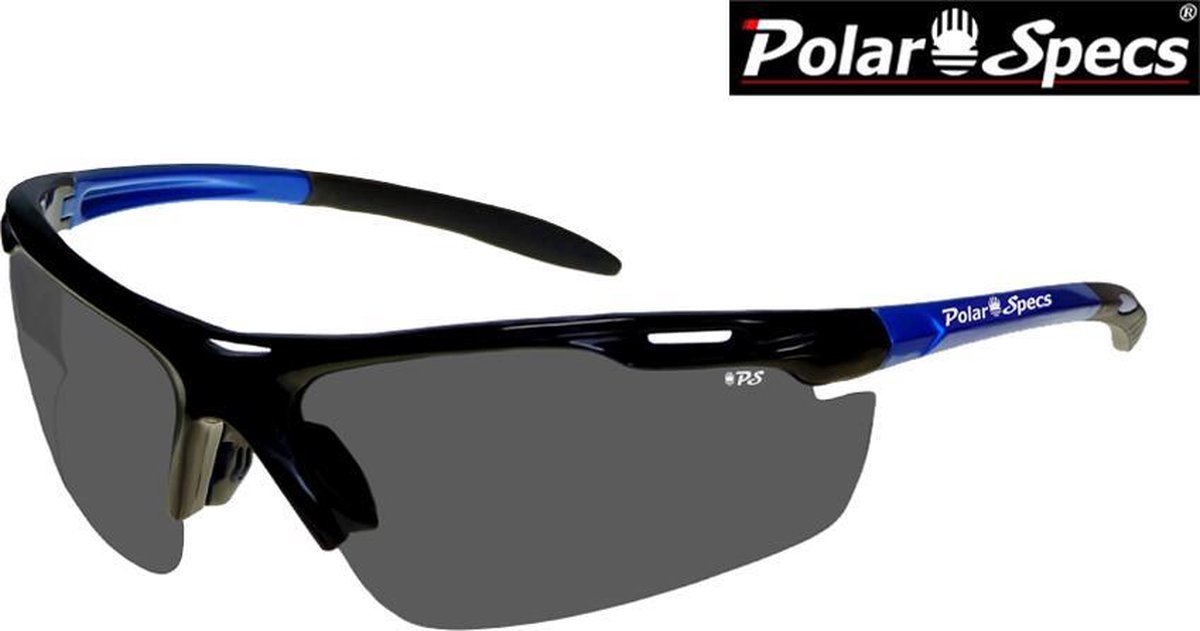Polar Specs® Polariserende Zonnebril Velocity Sport PS9041 – Metallic Blue – Polarized Black – Medium – Unisex