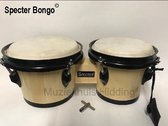 Specter Bongo, hardhout, 6,5"+7,5", natural licht | wereldmuziek percussie . & donker, natuurvel, chrome hardware | tommel