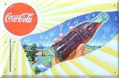 Coca Cola wand- reclamebord met thermometer 20x30cm