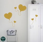 Ballonnen Hartjes decoratie stickers set van 6 stuks Goud metallic