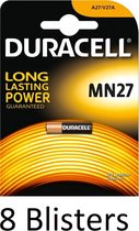8 Stuks (8 Blisters a 1 st) Duracell MN27 - GP27A - A27 - L828 12V alkaline batterij