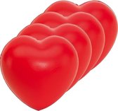 4x Stressballen rood hartjes 8 x 7 cm - Valentijn / liefde huwelijk geschenk cadeau artikelen - hartjes artikelen