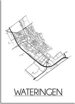 DesignClaud Wateringen Plattegrond poster  - A3 + Fotolijst wit (29,7x42cm)