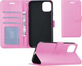 Hoes voor iPhone 11 Hoesje Wallet Case Bookcase Hoes Lederen Look - Lichtroze