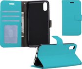 Hoes voor iPhone Xs Max Flip Wallet Hoesje Cover Book Case Flip Hoes - Turquoise