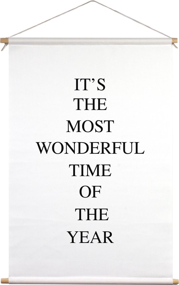 Its the most wonderful time of the year | Textielposter | Textieldoek | Wanddecoratie | 90 CM x 135 CM | Kerst | Kerstdecoratie