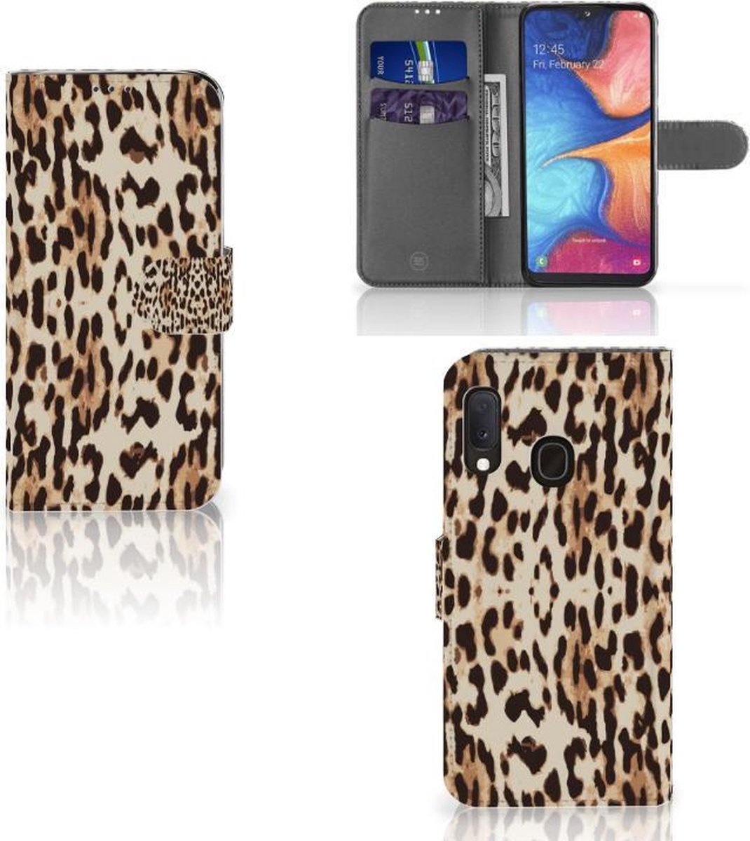 Samsung Galaxy A20e Telefoonhoesje met Pasjes Leopard