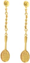 Behave® Oorbellen hangers goud-kleur tennis racket 4 cm