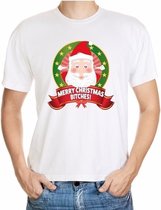 Foute kerst shirt wit - Merry christmas bitches - voor heren M