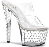 Pleaser Muiltjes -38 Shoes- STARDUST-702 Paaldans schoenen Transparant/Zilverkleurig