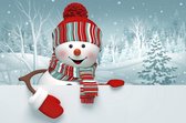 DP® Diamond Painting pakket volwassenen - Afbeelding: Happy snowman - 50 x 75 cm volledige bedekking, vierkante steentjes - 100% Nederlandse productie! - Cat.: Kerst