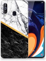 Geschikt voor Samsung Galaxy A60 TPU Siliconen Hoesje Marble White Black