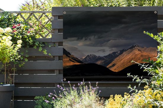 Dark sky over Aoraki National Park / Mount Cook on South Island Garden Poster 160x120 cm - Garden Canvas / Outdoor Peintures for Outdoor (décoration de jardin) XXL / Groot format!
