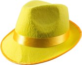 Trilby carnaval verkleed hoed - neon geel - feestkleding - pet - volwassenen