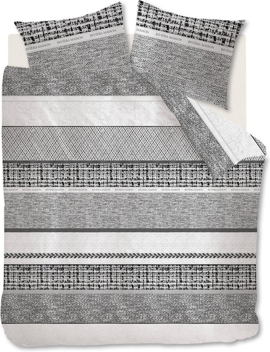Riviera Maison Primrose Hill dekbedovertrek - Eenpersoons - 140x200/220 - Zwart