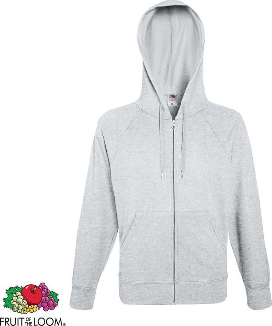 Fruit of the Loom hoodie vest met rits lichtgewicht maat L (gemêleerd grijs)