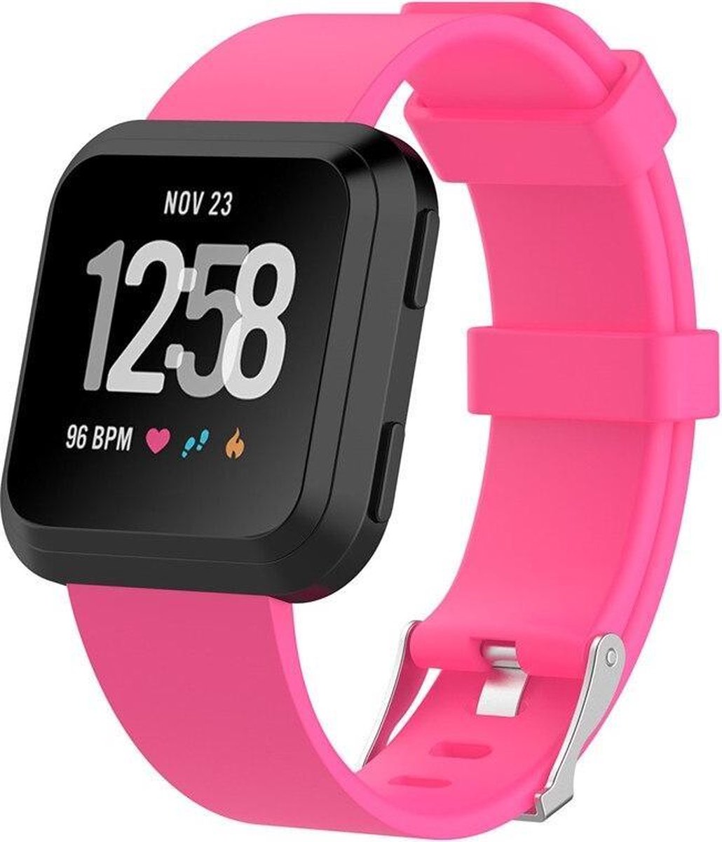 KELERINO. Siliconen bandje voor Fitbit Versa met gespsluiting - Magenta - Small